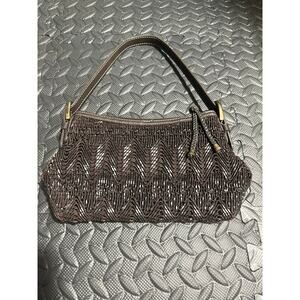 Nine West Brown Woven Textured Shoulder Bag